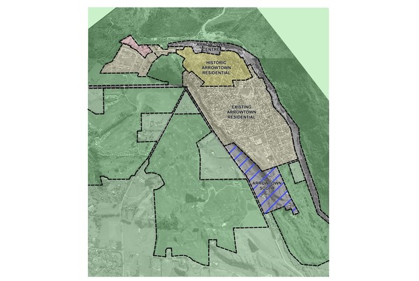 Arrowtown South plan showing existing green belt and current residential development